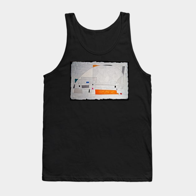 Expressive automatism abstract in grays and orange Tank Top by artsale